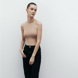 Zara Polyamide Halter Bodysuit - Beige
